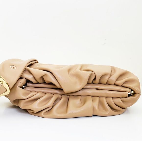 Vegan Leather Upside Down Shoulder Bag, Khaki - Picture 6 of 9